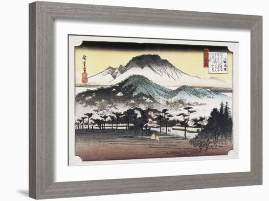 Evening Bell at Mii Temple-Ando Hiroshige-Framed Premium Giclee Print