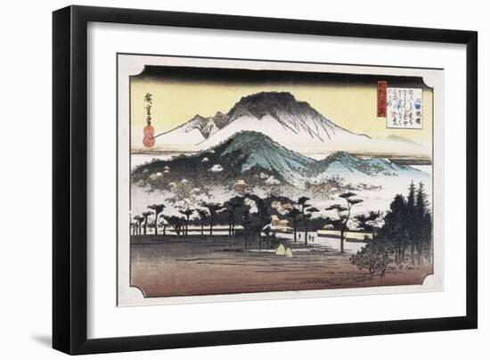 Evening Bell at Mii Temple-Ando Hiroshige-Framed Premium Giclee Print