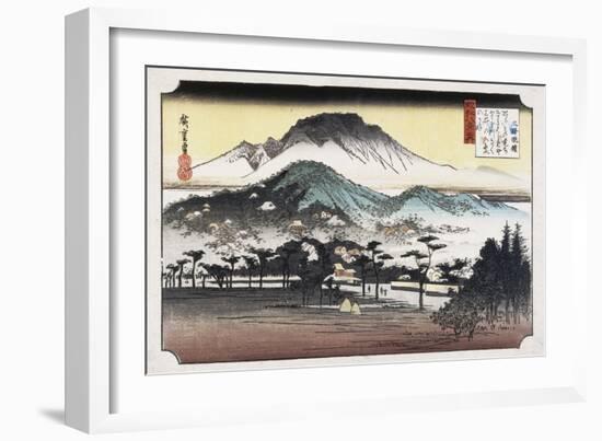 Evening Bell at Mii Temple-Ando Hiroshige-Framed Premium Giclee Print