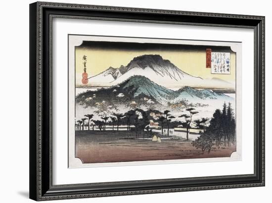 Evening Bell at Mii Temple-Ando Hiroshige-Framed Premium Giclee Print