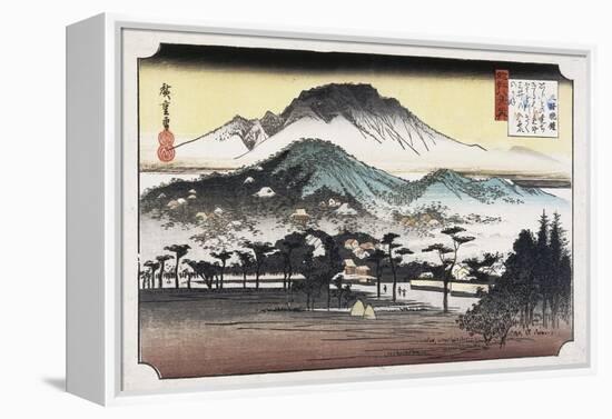 Evening Bell at Mii Temple-Ando Hiroshige-Framed Stretched Canvas