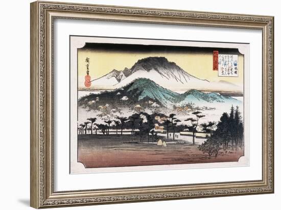 Evening Bell at Mii Temple-Ando Hiroshige-Framed Art Print