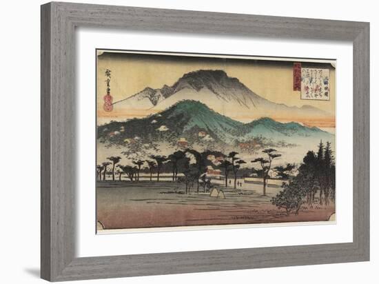 Evening Bells at Miidera Temple, C. 1834-Utagawa Hiroshige-Framed Giclee Print