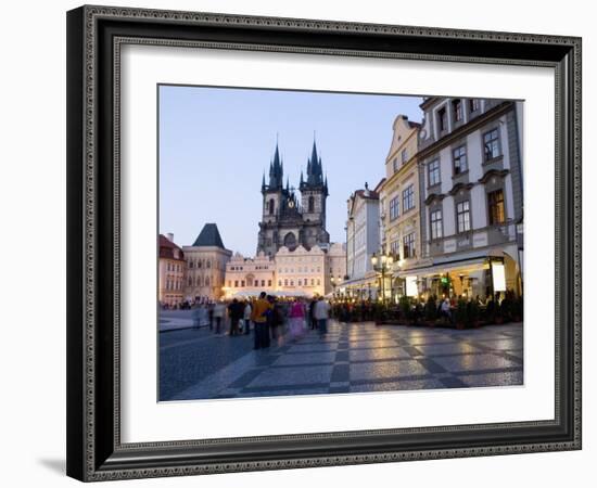 Evening, Cafes, Old Town Square, Church of Our Lady before Tyn, Old Town, Prague, Czech Republic-Martin Child-Framed Photographic Print