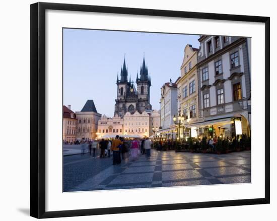 Evening, Cafes, Old Town Square, Church of Our Lady before Tyn, Old Town, Prague, Czech Republic-Martin Child-Framed Photographic Print