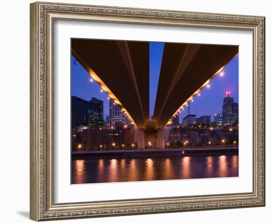 Evening City View Along the Mississippi River, St. Paul, Minnesota-Walter Bibikow-Framed Photographic Print