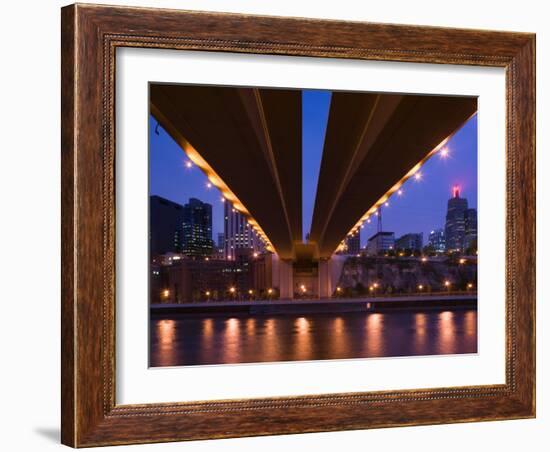 Evening City View Along the Mississippi River, St. Paul, Minnesota-Walter Bibikow-Framed Photographic Print