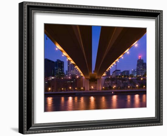 Evening City View Along the Mississippi River, St. Paul, Minnesota-Walter Bibikow-Framed Photographic Print