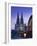 Evening, Cologne Cathedral and Hohenzollern Bridge, Cologne, Rhineland-Westphalia, Germany-Walter Bibikow-Framed Photographic Print