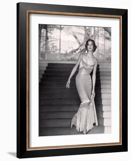 Evening Dress Designed by a California Designer-Gordon Parks-Framed Photographic Print