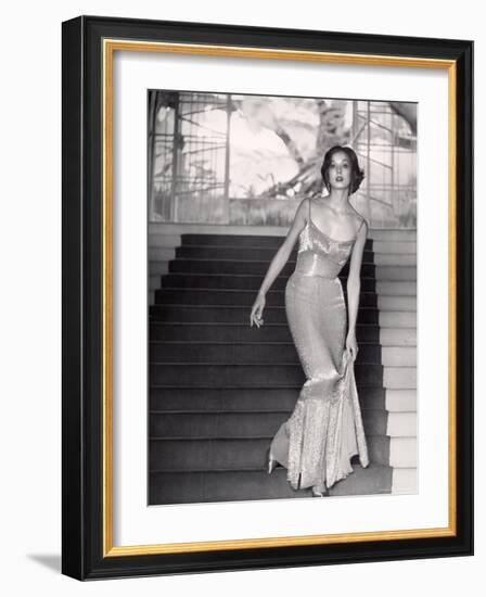 Evening Dress Designed by a California Designer-Gordon Parks-Framed Photographic Print