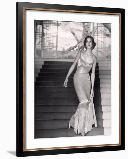 Evening Dress Designed by a California Designer-Gordon Parks-Framed Photographic Print