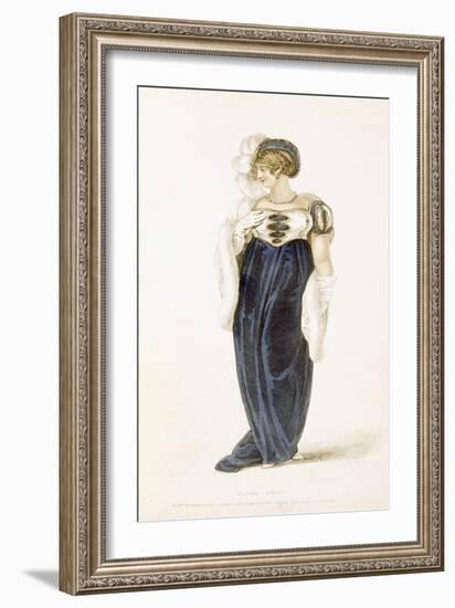 Evening Dress, Fashion Plate from Ackermann's Repository of Arts (Coloured Engraving)-English-Framed Giclee Print