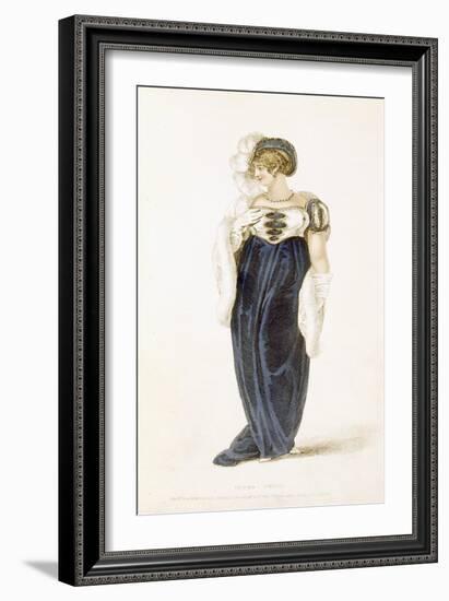 Evening Dress, Fashion Plate from Ackermann's Repository of Arts (Coloured Engraving)-English-Framed Giclee Print