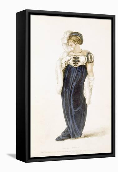 Evening Dress, Fashion Plate from Ackermann's Repository of Arts (Coloured Engraving)-English-Framed Premier Image Canvas