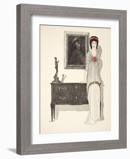 Evening Dress, from 'Les Robes De Paul Poiret' Pub. 1908 (Pochoir Print)-Paul Iribe-Framed Giclee Print