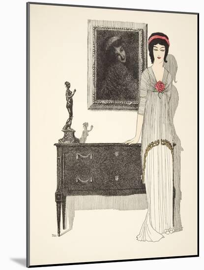 Evening Dress, from 'Les Robes De Paul Poiret' Pub. 1908 (Pochoir Print)-Paul Iribe-Mounted Giclee Print