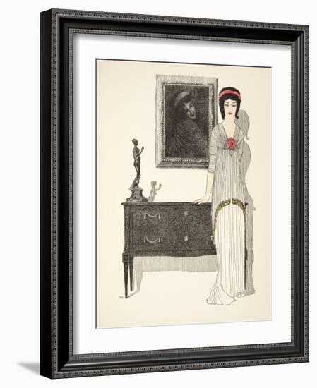 Evening Dress, from 'Les Robes De Paul Poiret' Pub. 1908 (Pochoir Print)-Paul Iribe-Framed Giclee Print