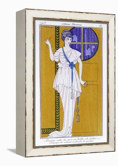 Evening Dress in Tulle and Satin - Illustration by George Barbier (1882-1932). in “” Journal Des Da-Georges Barbier-Framed Premier Image Canvas