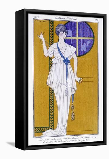 Evening Dress in Tulle and Satin - Illustration by George Barbier (1882-1932). in “” Journal Des Da-Georges Barbier-Framed Premier Image Canvas