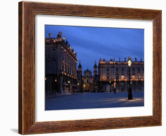 Evening Floodlit View of Place Stanislas and the Cathedral, Nancy, Lorraine, France-Richardson Peter-Framed Photographic Print