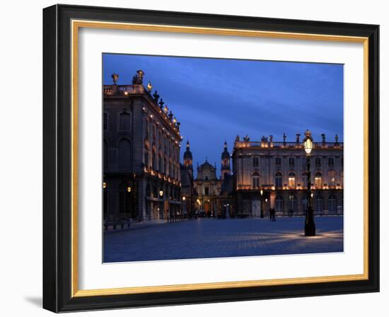 Evening Floodlit View of Place Stanislas and the Cathedral, Nancy, Lorraine, France-Richardson Peter-Framed Photographic Print
