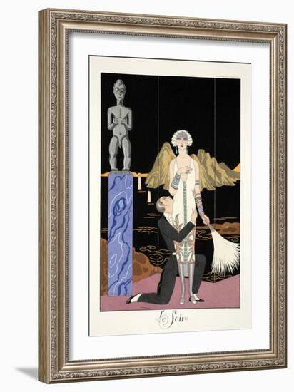 Evening, from 'Falbalas and Fanfreluches, Almanach des Modes Présentes, Passées et Futures', 1926-Georges Barbier-Framed Giclee Print