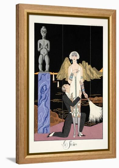 Evening, from 'Falbalas and Fanfreluches, Almanach des Modes Présentes, Passées et Futures', 1926-Georges Barbier-Framed Premier Image Canvas