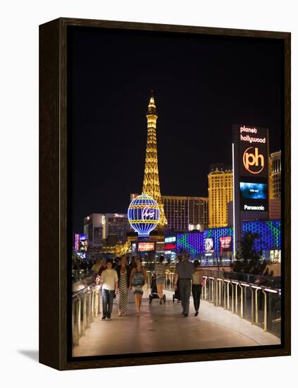 Evening from Walkway, Las Vegas Boulevard, the Strip, Las Vegas, Nevada, Usa-Walter Bibikow-Framed Premier Image Canvas