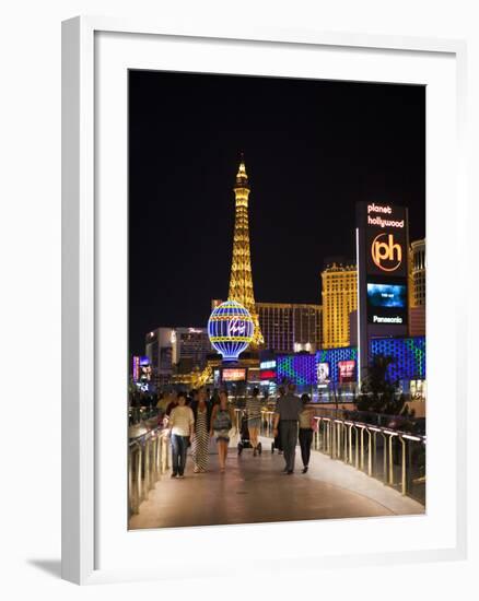 Evening from Walkway, Las Vegas Boulevard, the Strip, Las Vegas, Nevada, Usa-Walter Bibikow-Framed Photographic Print