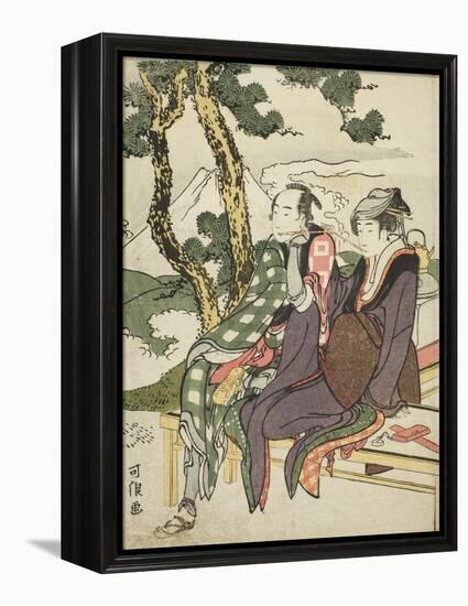 Evening Glow for Date No Yosaku and Seki No Koman, 1801-04-Katsushika Hokusai-Framed Premier Image Canvas