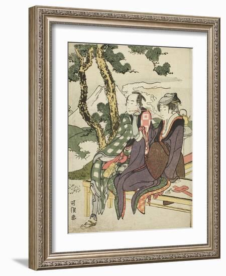 Evening Glow for Date No Yosaku and Seki No Koman, 1801-04-Katsushika Hokusai-Framed Giclee Print