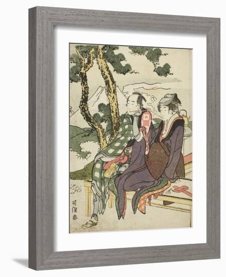 Evening Glow for Date No Yosaku and Seki No Koman, 1801-04-Katsushika Hokusai-Framed Giclee Print