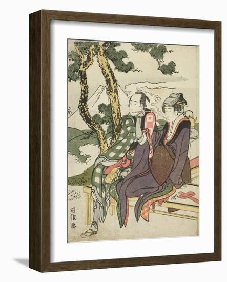 Evening Glow for Date No Yosaku and Seki No Koman, 1801-04-Katsushika Hokusai-Framed Giclee Print