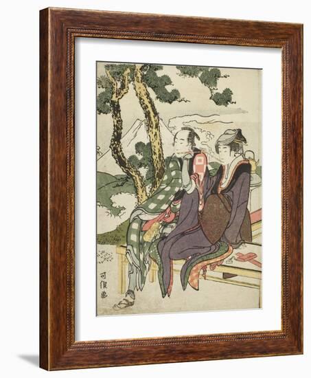 Evening Glow for Date No Yosaku and Seki No Koman, 1801-04-Katsushika Hokusai-Framed Giclee Print