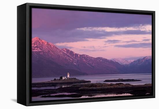 Evening Glow over the Lighthouse on the Isle of Ornsay-null-Framed Premier Image Canvas