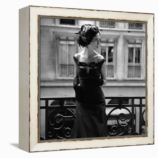 Evening Gown and Feathered Hat, 1960s-John French-Framed Premier Image Canvas