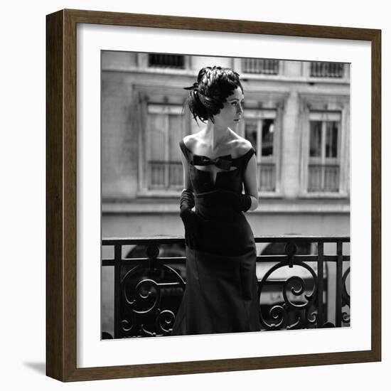 Evening Gown and Feathered Hat, 1960s-John French-Framed Giclee Print