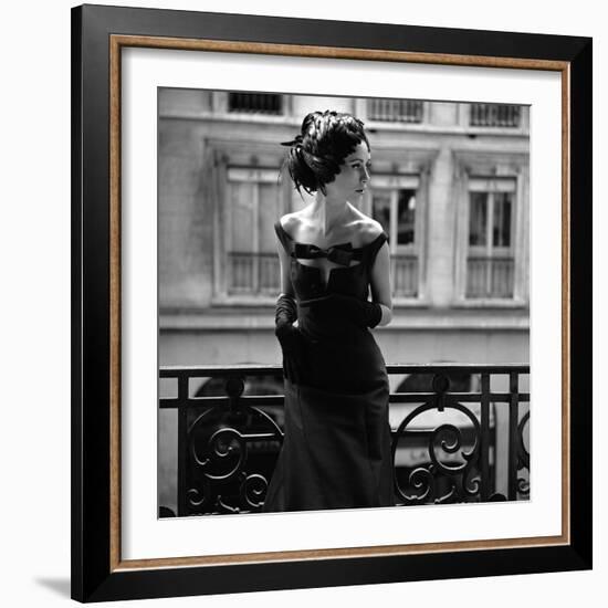 Evening Gown and Feathered Hat, 1960s-John French-Framed Giclee Print