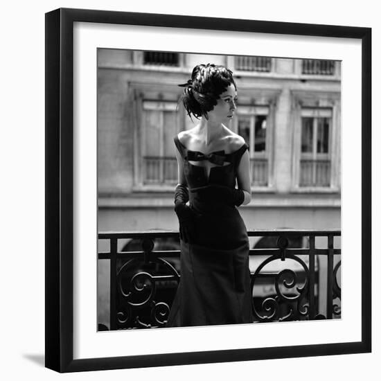 Evening Gown and Feathered Hat, 1960s-John French-Framed Giclee Print