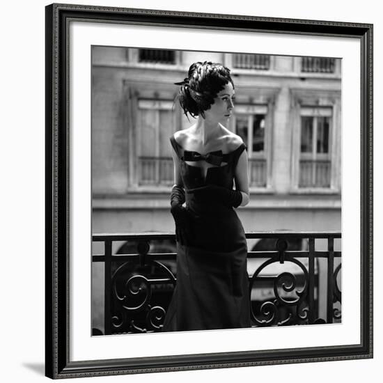 Evening Gown and Feathered Hat, 1960s-John French-Framed Giclee Print