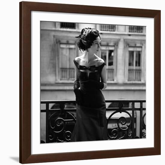 Evening Gown and Feathered Hat, 1960s-John French-Framed Giclee Print