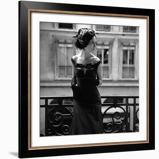 Evening Gown and Feathered Hat, 1960s-John French-Framed Giclee Print