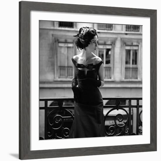 Evening Gown and Feathered Hat, 1960s-John French-Framed Giclee Print