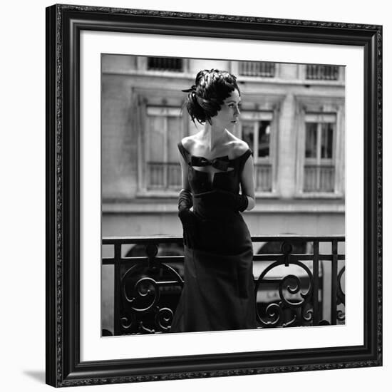 Evening Gown and Feathered Hat, 1960s-John French-Framed Giclee Print