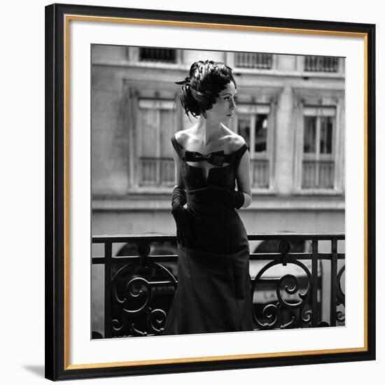 Evening Gown and Feathered Hat, 1960s-John French-Framed Giclee Print