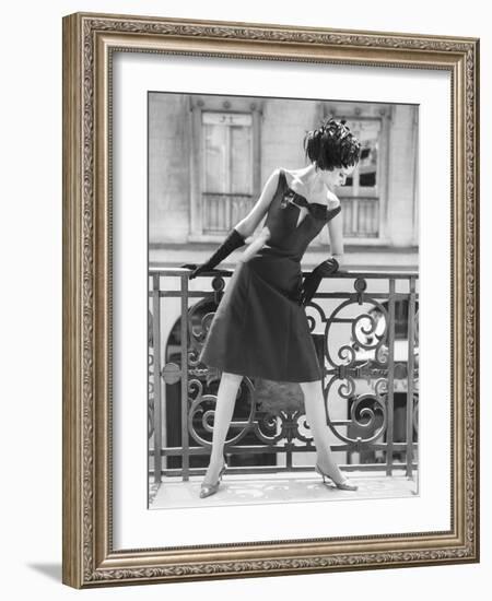 Evening Gown and Feathered Hat, 1960s-John French-Framed Giclee Print