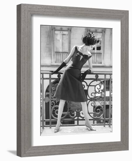 Evening Gown and Feathered Hat, 1960s-John French-Framed Giclee Print