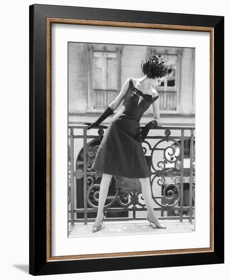 Evening Gown and Feathered Hat, 1960s-John French-Framed Giclee Print