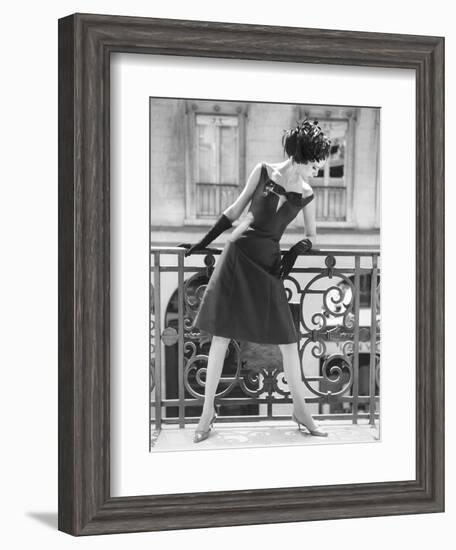 Evening Gown and Feathered Hat, 1960s-John French-Framed Giclee Print